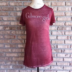 Gilmore Girls Graphic Print Wine Burgundy Burnout Tee Shirt.